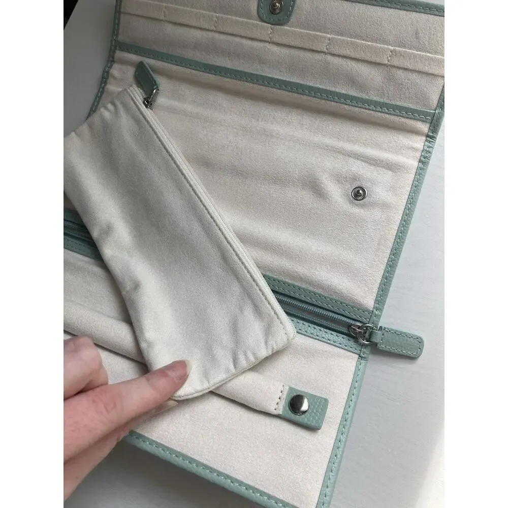 Pottery Barn Wolf The Mckenna Jewelry Roll Porcelain Blue Travel Packable
